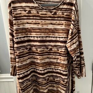 Westbound Brown and Tan Striped Blouse SzXL 60% cotton 40% Modal